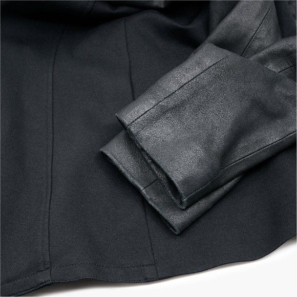 THEORY YAISA PRYOR Leather Sleeve Zip Shoulder Jacket Blazer Black Size P/TP - Picture 12 of 12